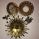 Flawed Vintage CZ Rhinestone Ceramic Cameo Starburst Bird Brooches Gold Photo 7