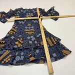 PROSE & POETRY Dress Womens X Small Blue Gold Eyelet Tiered Bell Sleeve Anthro Size XS Photo 6