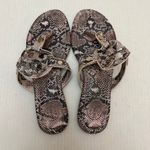 Tory Burch  Miller Womens 9* Snakeskin Leather Thong Sandals Designer‎ Shoes Logo Photo 6