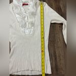 Cyrus  White Ruffle Ribbed Sweater Size Small Academia Winter Coquette Casual Photo 8