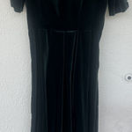 Laura Ashley VTG  Green Velvet Midi Dress XS Puff Sleeve Bow Cottage Romantic Photo 0