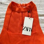 ZARA NWT Cut-out Square Neck Fitted Stretch Vibrant Orange Dress Tank Top Small Photo 3