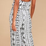 Lulus LULU’S Sparrow White And Black Printed Halter Jumpsuit Photo 0