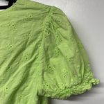 Line and Dot  Willow Lace Eyelet V Neck Crop Peplum Top Green Revolve Size Small Photo 3
