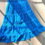 Topshop  Strappy Broderie Maxi Dress With Frill Neck In Blue Size 4 Photo 8