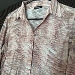 David Cline Roll Tab Long Sleeve Crushed Snap Front Top M Flax Silver Artsy Brown Size M Photo 4