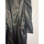 ZARA  Black Faux Leather Blazer Dress Puff Sleeve V Neck Double Breasted Sz M Photo 4