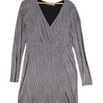 Athleta Women's Black White Dot Print Faux Wrap Dress Long Sleeve Career Medium Photo 0