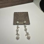 Carolee Lux Sterling Silver & Pearl Pierced Dangle Drop Earrings Photo 2