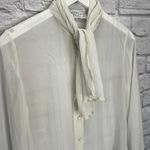 Vintage Sportswear by Bolts Sheer Long Sleeve Blouse Size 11/12 L White Bow Size L Photo 2