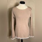 Calvin Klein  Womens Beige Pullover Ribbed Long Sleeve lettuce hem Sweater|Sz:L Photo 15