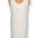 Vintage 90s Dress White Crochet Floral Sleeveless Bow Detail Midi Boho Plus 2X Photo 0