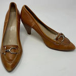 AGL Atillio Giusti Leombruni Heels Pointed Buckle Cognac Leather Brown Size 9.5 Photo 0