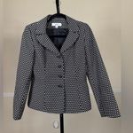 Le Suit Vintage Essentials Black White Polka Dot Jacquard Blazer Classic Chic 6 Photo 0