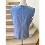 J.Crew Cornflower Blue Scalloped Grommet Cap Sleeve Blouse Photo 2