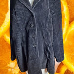 Denim & Company Corduroy Blazer Jacket Button Front Pockets‎ Black XL Gray Photo 0