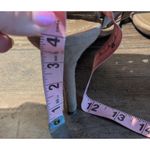 Tory Burch  Light Gray Suede Fringe Lace-Up Heeled Sandals 8.5M Leather Sole Photo 4