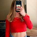 Amazon Red Long Sleeve Crop Top Photo 0
