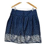 Sharagano Skirt Blue White Polka Dot Paisley Print Pleated A-Line Size 14 Photo 3
