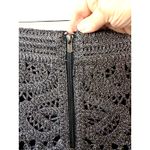Maje Crochet Mini Skirt Womens 36 Metallic Silver Slim Fit Back Zip Breathable Photo 6