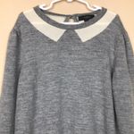 J.Crew Women’s Merino Wool Knit Bib Collar Design Gray Cream 7/8 Sleeve Sweater Photo 1