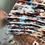 Cynthia Rowley  womens fold over waist tie dye abstract maxi skirt orange/blue L Photo 1