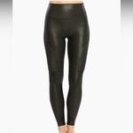Spanx Sleek Very Black Faux Leather Moto Leggings Edgy Goth Punk Size M Photo 10