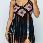 Hera Collection Crochet Granny Square Fringe Top NWT! Photo 0