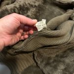 Made in Italy Luxury Shearling Lined Leather Bomber Jacket Womens Olive Green Brown Photo 12