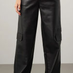 Louna Pants Womens Small Black Faux Leather Cargo Straight Leg Grunge Photo 0