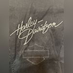 Harley Davidson Womens black Sleeveless Full Zip Denim Embroidered Vest Size L Photo 2