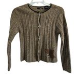 Vintage Crossing Pointe 100% Wool Brown Sweater Button up Winter Sweater Size M Photo 0