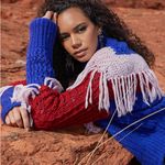 Allison New York Petra Fringe Sweater Blue Size M Photo 1