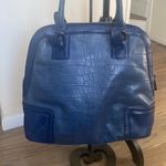 L.A.M.B. Gwen Stefani Domed Croc Embossed Blue Leather Bag Photo 1