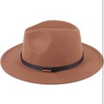 NWT Lanzom Retro Wide Brim Floppy Panama Hat Belt Buckle Wool Fedora Hat Brown Photo 1