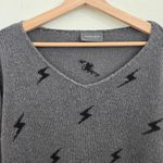 Wooden Ships  Lightning Bolt Jacquard Knit Wool & Mohair Blend Sweater Gray S/M Photo 6