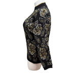 Vintage Bel Ami Black Gold Metallic Floral Sweater Made in USA Size Medium Photo 6