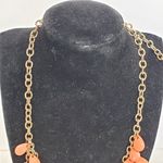 Statement Necklace Bubble Dangle Drop Gold Tone Clear Rhinestones 10" Pink Photo 2