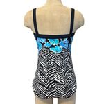 Maxine of Hollywood Vintage Swimsuit One Piece Floral Zebra Print Strapless 12 Photo 1
