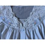 Vintage Shadowline Size L Floral‎ Embroidered Nightgown Housecoat Dusty Blue USA Size L Photo 4