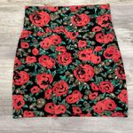 Swool Navy, Pink, Tan & Green Floral Print Knit Stretch Mini Skirt Size Medium Multiple Photo 3