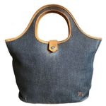 Burberry Of London Blue Denim Leather Trim Tote Photo 0