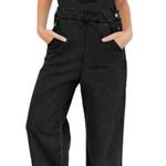 NWT Cicy Bell Black Bib Denim Overalls Loose Fit Wide Leg Jumpsuit, Large Size undefined Photo 0