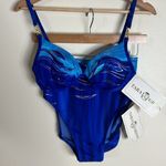 TARA GRINNA BLUE/TURQ/GOLD high waist bikini bottoms and padded top size 13 a/b Blue Photo 1