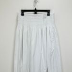 Madewell Smocked Waist Poplin Midi Skirt White A Line Cotton Pockets Large NWT Photo 10