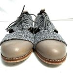 Mixed Media Tweed Lace Up Leather Loafers Shoes Size 6 Gray Photo 1