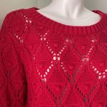 Tommy Hilfiger  Red/Dark Rose Open Knit Crew Neck Sweater - Size Large Photo 1