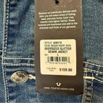 True Religion NWT Oversized Denim Metallic Logo Jacket Photo 7