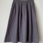 VTGn Glenora Plaid ALine Midi Skirt sz M Wool Pleated Pockets Retro Preppy Gray Photo 0