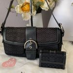 Coach Soho Vtg Y2k Signature Jacquard /Leather Shoulder Bag and Wallet Photo 2